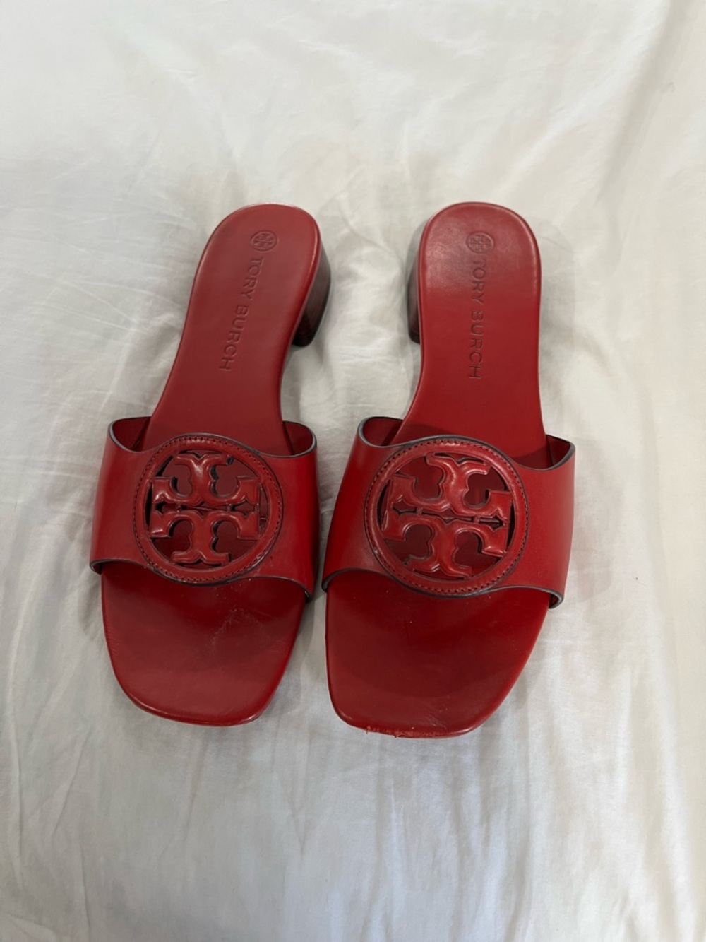 Tory Burch Red Logo Slide Sandals